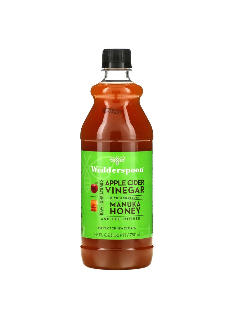Raw Apple Cider Vinegar with Monofloral Manuka Honey, 25 fl oz (750 ml)